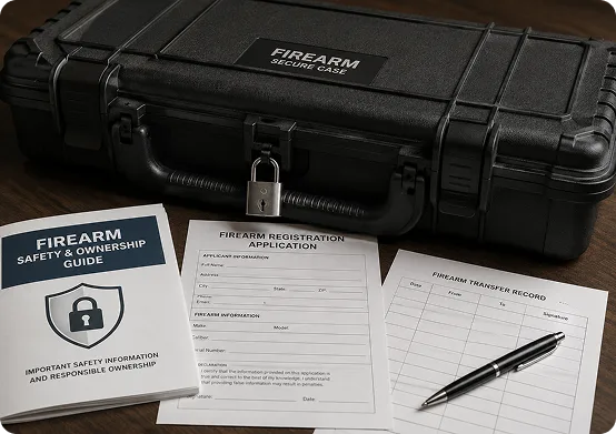 Firearm Secure Storage Case with Safety and Registration Documents Firearm Secure Storage Case with Safety and Registration Documents