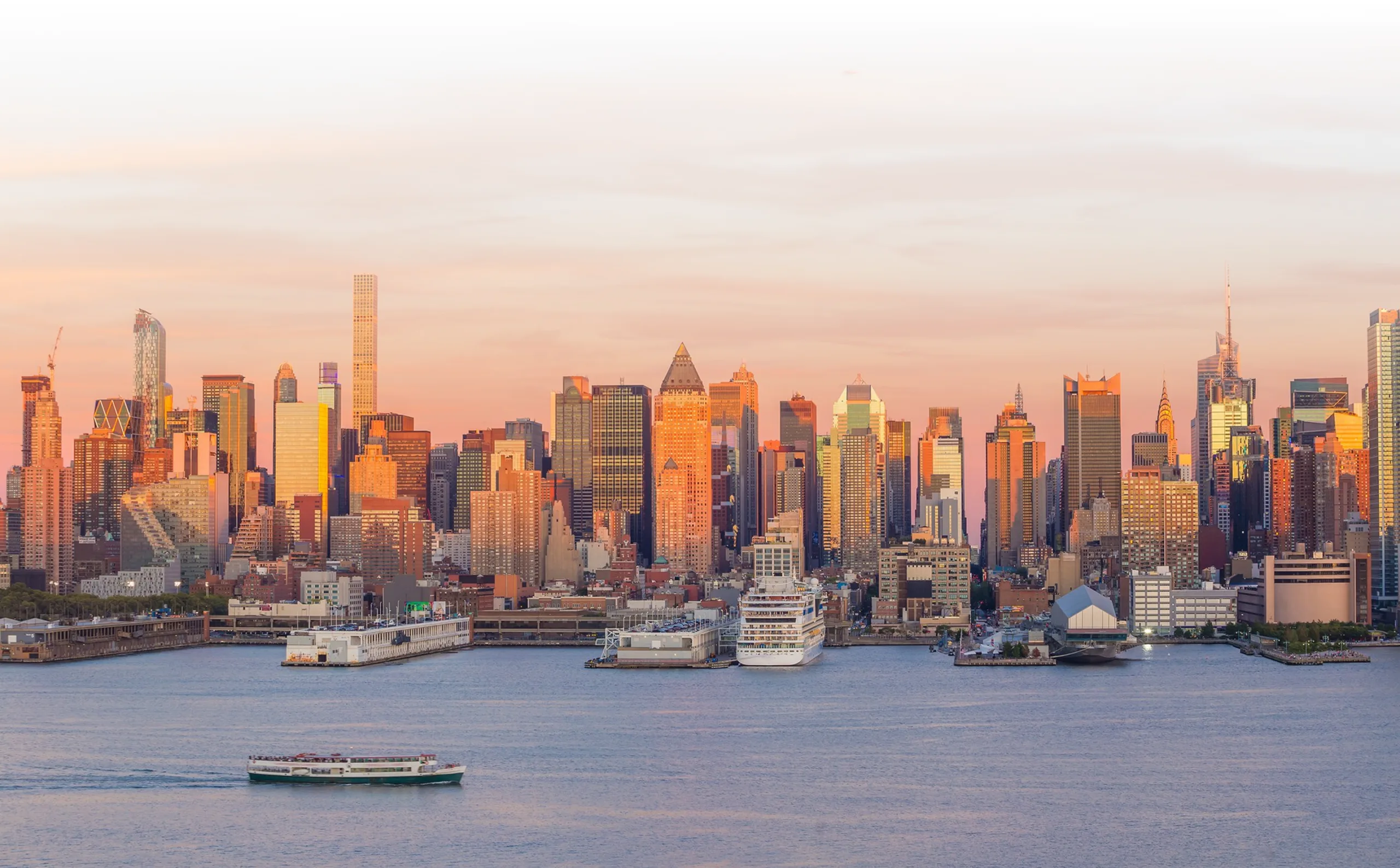 New York City Skyline and Waterfront at Sunset New York City Skyline and Waterfront at Sunset