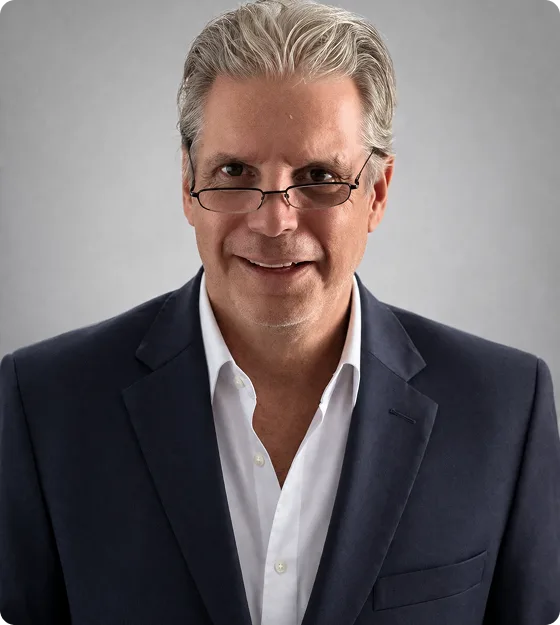 Professional Business Executive Portrait with Glasses and Navy Suit