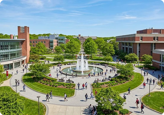 University Campus with Central Fountain and Student Plaza University Campus with Central Fountain and Student Plaza